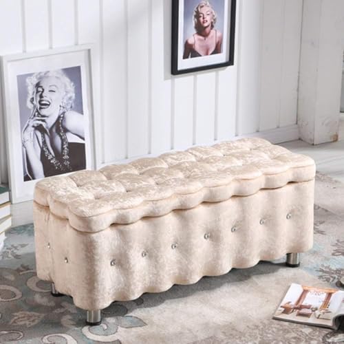 Tabouret de rangement en velours pour lit et canapé