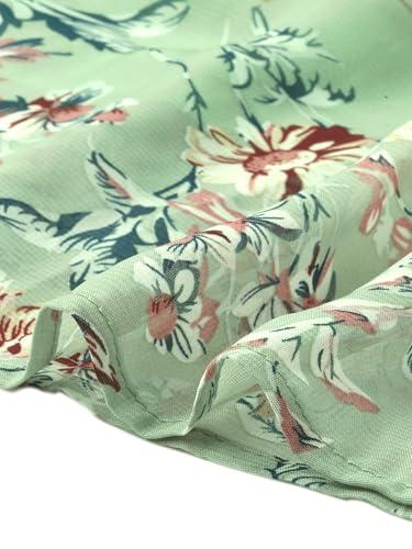 Image of Allegra K Fall Casual Floral Dress for Women 2025 Long Sleeve Crew Neck Chiffon Midi Tea Party Ruffle Dresses