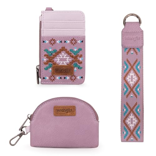 Image of Wrangler Western Keychain Wristlet Wallets for Women Retro Dual Pouch Wristlet Credit Card Holder Wallet with Zipper Pocket WG2214-W0051PP