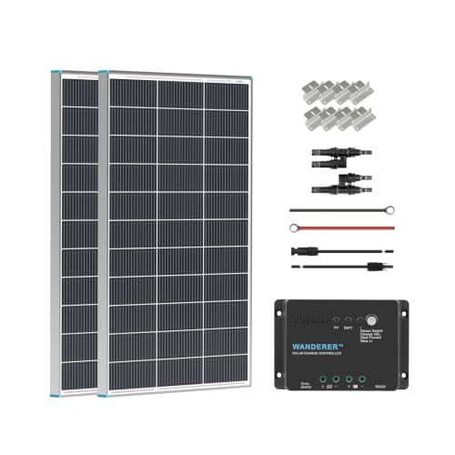 Renogy 200 Watt 12 Volt Monocrystalline Solar Panel Starter Kit with 2 Pcs 100W Solar Panel and 30A...