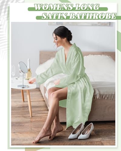 Image of Xtinmee 6 /12 Pcs Women's Long Satin Robes Full Length Sleepwear Silky Bath Robe Kimono Dressing for Wedding Birthday Party