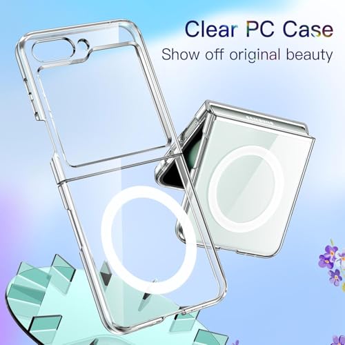 Image of MACLEN for Samsung Galaxy Z Flip 5 5G Magnetic Transparent Case | Shock Proof Design & Camera Protection | Magsafe Wireless Charging case | Sleek Hard Crystal Cover - Clear Back