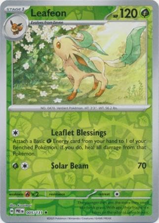 Pokemon - Leafeon 005/131 Prismatic Evolutions – Reverse Foil Single Card