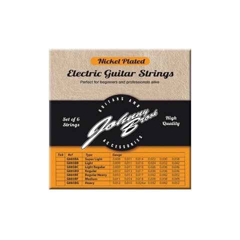 Johnny Brook Set Of 6 High Quality Nickel Plated Steel Electric Guitar Strings (Light Gauge) Cover