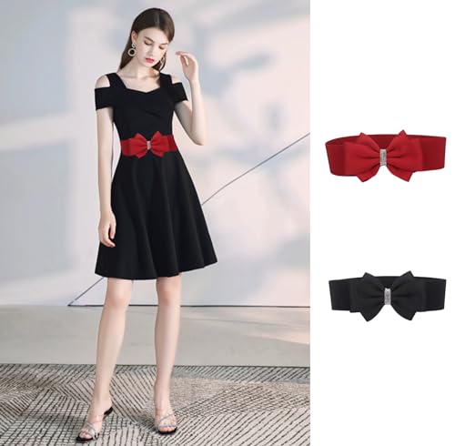 COTIM COYIN Women's Stretch Belt with Rhinestone Bow, Elastic Waist Accessory for Dresses and Jeans4
