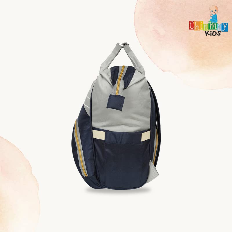 Image of Chinmay Kids Baby Diaper Backpack for New Born Baby Mother /Mom Stylish Polyester Organizer Bag for Casual Travel Outing & Traveling (Dark Blue Grey, 16 X 9.5 X 7.5 in)