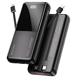 Power Bank Chargeur Portable 20 000 mAh 22,5 W avec câbles intégrés USB-C PD3.0 QC4.0 avec écran LCD pour iPhone 17 16 15 14 13 Android et Plus Encore