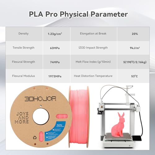 Image of 3DHoJor PLA Pro (Plus) Filament 1.75mm, 3D Printer Filament PLA Plus, Cardboard Spool 3D Printing Filament, Dimensional Accuracy + /- 0.03 mm-Pink,1kg