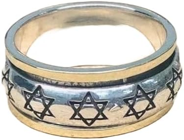 Magen David Ring, Star of David Ring, Jewish Spinner Ring, Gold & Silver Ring, Israeli Ring, Two Tone Ring, Oxidized Silver Ring