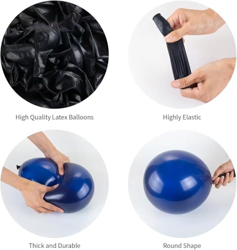 Image of 100pcs Navy Blue Balloons, Helium Quality 12 inch Dark Blue Latex Party Balloons for Birthday, Graduation, Christmas, Father's Day Party Decor (66ft Ribbons)