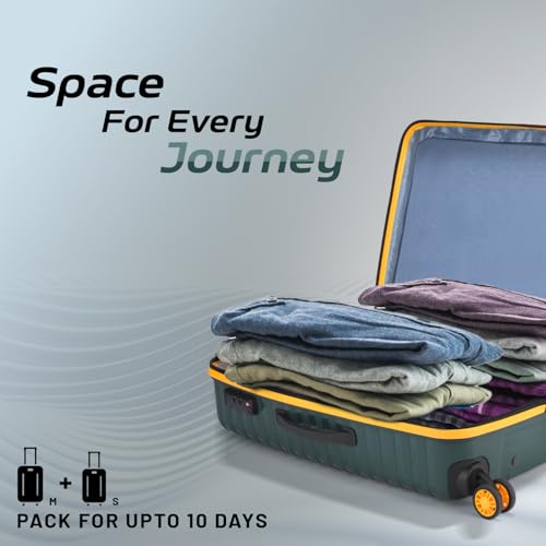 Image of Aristocrat 2 Pc Airpro Plus Set Cabin 55Cm(Small) Check-in 66Cm(Medium) 8 Wheel Spinners Trolley Bags for Travel Hard Case Luggage, Lightweight Bag with TSA Lock & Anti-Theft Zipper(Green)