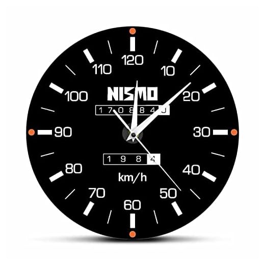 12 Inch Silent Wall Clock Racing Car Speedometer Decorative Wall Clock for Man Cave Garage Decor Retro Motorsports Guage Design Driving Artwork Wall Watch for Modern Wall Decor