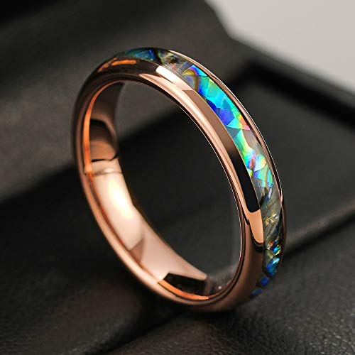 THREE KEYS JEWELRY Abalone Shell Inlay Tungsten Rings 4mm 6mm 8mm Womens Mens Silver Wedding Band/Customized Ring2