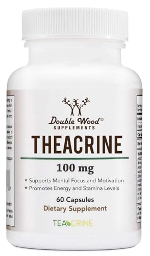 Theacrine (Teacrine) 100 Mg 60 Capsules - Energy and Focus Supplement (Similar to Caffeine Pills but More Subtle and Longer Lasting) Non-GMO and Gluten Free by Double Wood