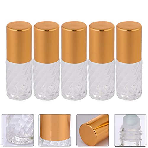 Beaupretty 5 frascos de perfume recarregáveis, 5 ml, tubo de rolo de óleo essencial, líquido, recipi