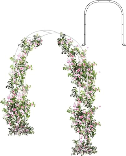 WCQSYY Arco Da Giardino in Metallo,Arco Per Rose Per Piante Rampicanti,Resistente Padiglione Da Giardino,Traliccio,Pergolati Alle Intemperie E Autoportante,Con Base,Facile Da Montare,Nero,W2.4M*H2.2M