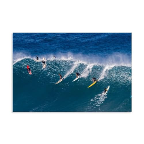 Póster de surfistas hawaianos sobre lienzo de pared moderno para sala de estar y dormitorio