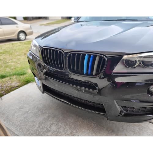 Image of x xotic tech Iconic 3-Color Tri Grille Insert Trims Strips, Front Center Kidney Grilles Compatible with BMW X3 F25 2011 2012 2013 2014 2015 2016 2017, X4 F26 2014-2018 (7-Beams Standard Grill)