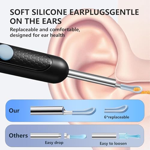 Image of Earocam Earwax Removal Tool Kit with HD Camera WiFi Connection & 6 LED Lights Endoscope Tool Ear Cleaner Tool Set of 8, Otoscope with Light for iOS & Android Kids Children Adults Gift Gadget
