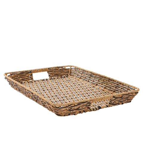 Bandeja de ratán resina con trenzado artesanal rectangular 2