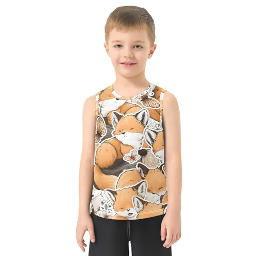 Boys' Tank Top Shirt Little Fox Butterfly Pattern Sleeveless T-Shirts2