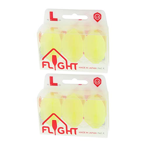 LSTYLE Dart Flights - L3 EZ Shape - Clear Yellow | 2 Sets of 3 | for Soft & Steel Tip Darts