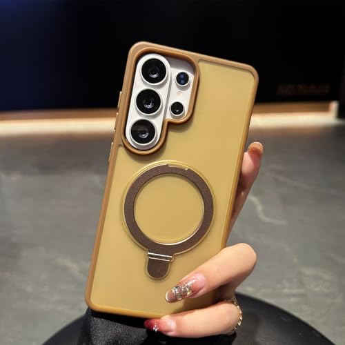 Coque Samsung S25 Ultra or rigide mate avec anneau de support arrière