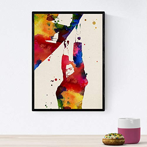 Nacnic Poster de Vertigo. Láminas de Cine, películas, y actores. Posters de películas Antiguas con Estilo Acuarela. Tamaño A4