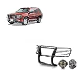 Black Horse Grille brush Bumper Guard Modular Come With pair of 7.0'Dia.LED Lights with Black Trim Rings Compatible with 2002-2009 Chevy Trailblazer|2002-2006 Chevy Trailblazer EXT-17GK26MA-PLB