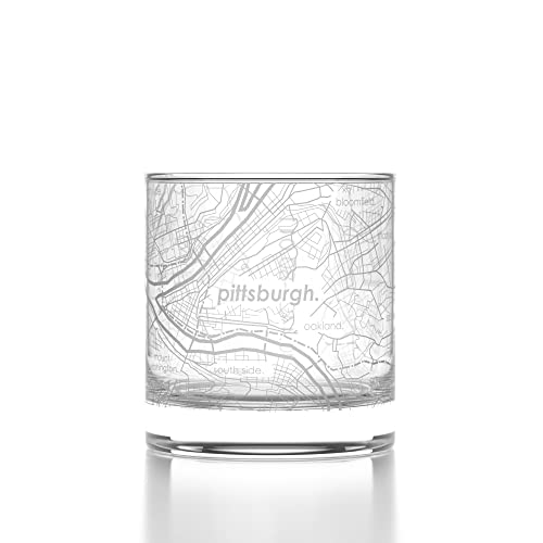 Well Told Engraved Pittsburgh Pennsylvania Map Rocks Glass, Old Fashioned ...