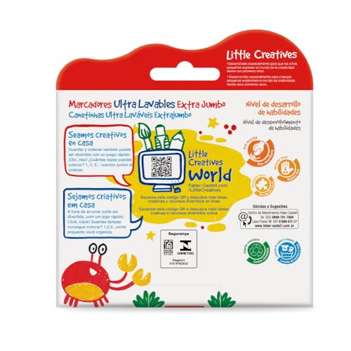 Canetinhas Jumbo Little Creatives, Faber-Castell, Coloridas, Laváveis, Pré-escola, 6 Cores
