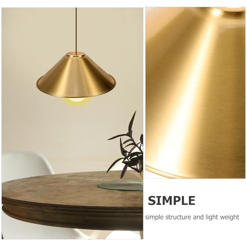 ARTIBETTER Protetor de lâmpada de metal vintage industrial dourado, suporte de teto de cone de ferro