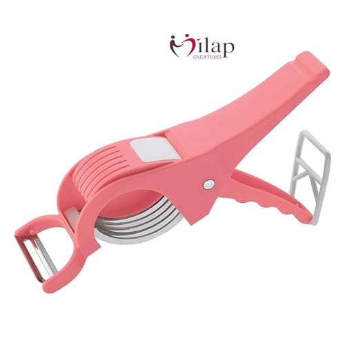 Image of Plastic Vegetable & Fruit Multi Cutter, Veg Cutter Sharp Stainless Steel 5 Blade, Chopper, Bhindi Cutter for Kitchen (Multicolor Pack 1)