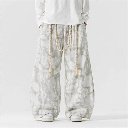 Mens Baggy Tie-dye Pants Casual Drawstring Elastic Waist Loose Fit Hippie Pants Trousers Streetwear2