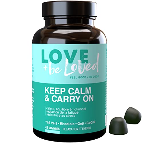Gummies Anti-Stress et Vitalité “Keep Calm & Carry On” | 42 Gommes Vegan | Complément Alimentaire | Calme et Sérénité | Réduction de la Fatigue Mentale et Physique | Made in France | Love and be Loved