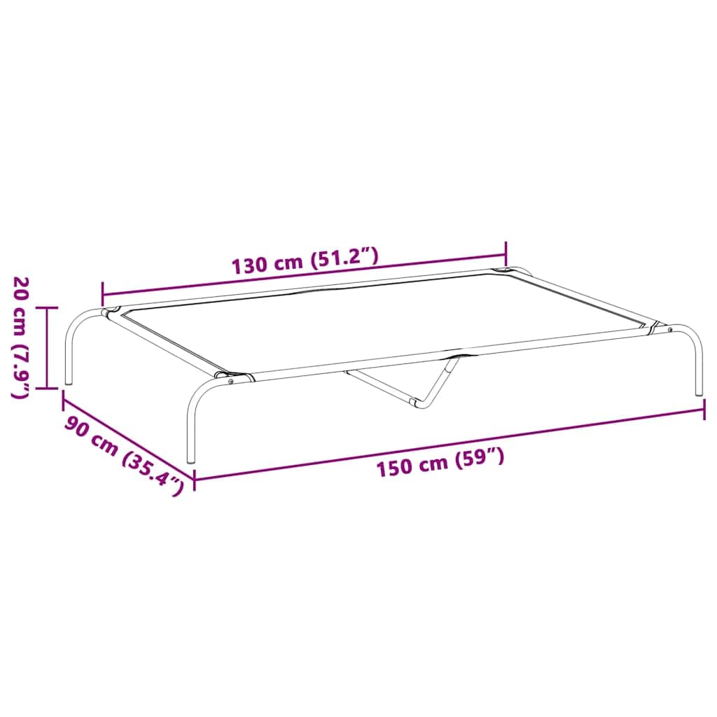 Cuccia rialzata per cani, in textilene, con telaio in acciaio, 150 x 90 x 20 cm, antiscivolo, per esterni, traspirante, cestino robusto, ideale per viaggi e interni