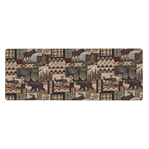 Tapis de souris grand format ours élan pour un décor de bureau chalet rustique
