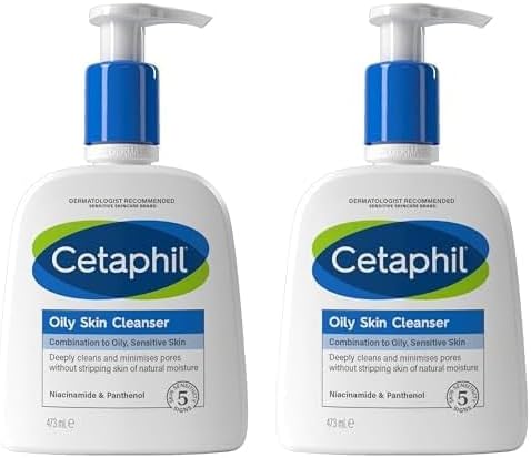 Oily Skin Cleanser, 473ml, Face Wash, For Combination to Oily Sensitive Skin, With Niacinamide (Pack of 2)