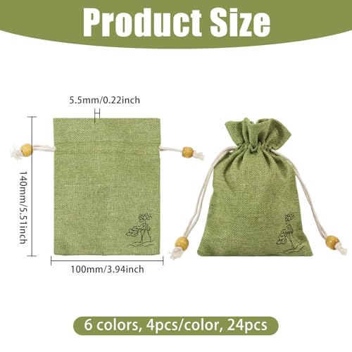 Bolsas de tela para joyería de 5.5x3.9 pulgadas, pack de 24 saquitos decorativos con cordón 2