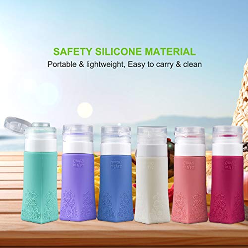 image for JACOOL 6 Pack Leak Proof Silicone Travel Bottles- TSA Approved Refilla