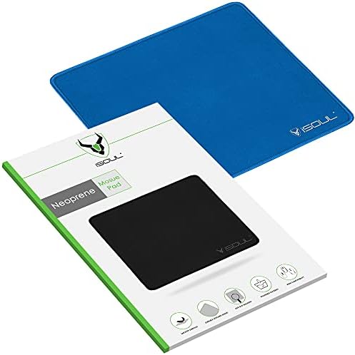 iSOUL Mouse Pad, Mice Pad with Non-Slip Rubber Base, Neoprene Durable Stitched Edges, Neoprene Smooth Surface for Laser and Optical Mouse Mat Blue