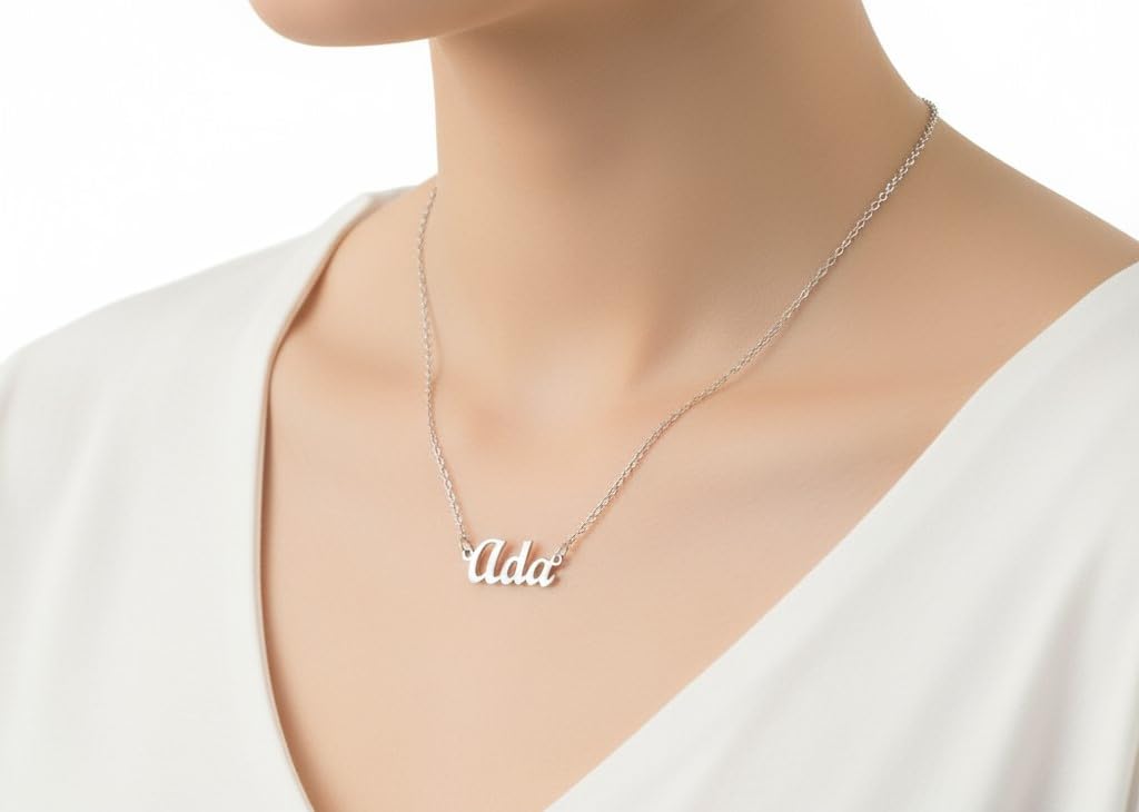 10:10 Collana Donna Nome Personalizzato In Acciaio Inox Anallergico, Gioiello Donna Nome Finitura Lucida, Catena Sottile Regolabile Realizzato in Italia