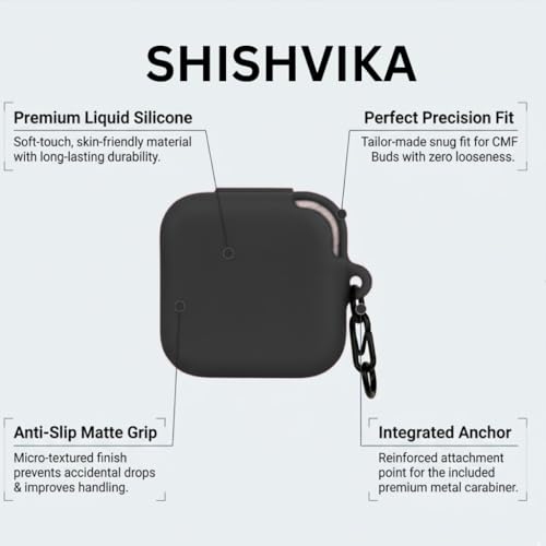 Image of SHISHVIKA Case Cover Compatible for CMF by Nothing Buds Pro 2 / Buds 2 Plus /Buds 2 (Black, S - Pin)