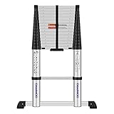 DOMPRO Telescoping Ladder 15.5 feet One Button Telescopic Ladder Slow Down Collapsible Extension Ladder Aluminum Ladders for Home 330 lbs Capacity…
