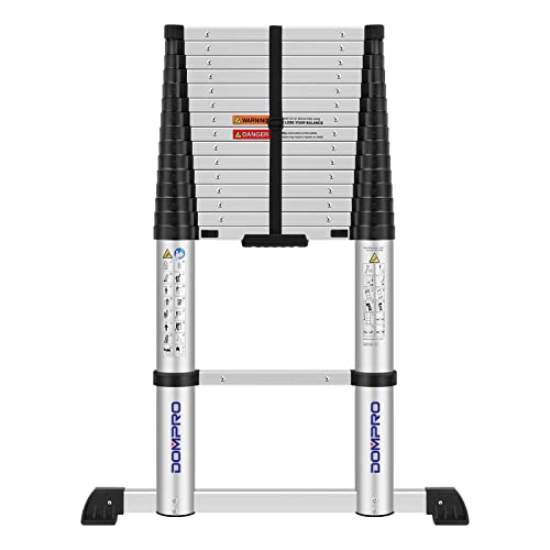 DOMPRO Telescoping Ladder 15.5 feet One Button Telescopic Ladder Slow Down Collapsible Extension Ladder Aluminum Ladders for Home 330 lbs Capacity…