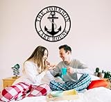 Personalized Metal Lake House Sign, Custom Family Name Wall Art with Anchor Design, Metal Name Decor for Lake Cabin, Beach House, Outdoor Home Gift