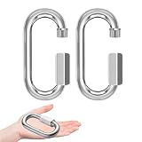 Baoswi 2 Pack 107mm Chain Quick Links, 1/2" Heavy Duty Carabiner, 2500 LBS Capacity, High Strength Anti-Rust Chain Connector for Hammock Hanging, Camping, and Hiking (Silver)