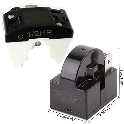 Miniatura 2 de QP-02-4.7 PTC Relé de arranque del refrigerador de 1 Pin Enfriadores Compresor Starter 4.7 ohm con 1pcs Protector de sobrecarga del refrigerador 12HP