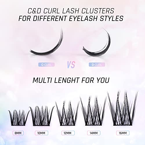 Lankiz 2022 Brand New Cluster Lashes - Individual Diy Eyelash Extension Wisps At Home - Featherlight Synthetic Reusable Artificial False Cosplay Eyelashes Cluster Multipack - Soft Reusable Faux Mink Lash Clusters(Beauty,10-16 Mm,C Curl) #TOP3