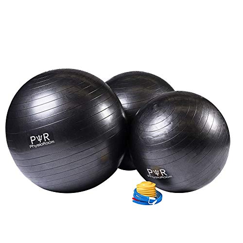 PhysioRoom Swiss Exercise Ball with Pump - Anti-Burst Birthing Ball for Core Strength, Balance, Posture and Flexibility, Ideal for Pregnancy & Yoga Accessories for Women | 55cm/65cm/75cm